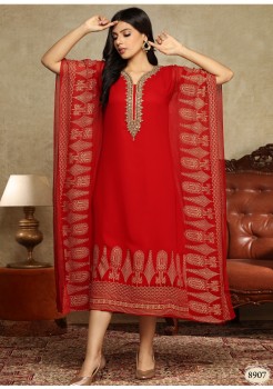 Red Georgette Chifoon Kaftan Kurti 